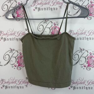 No Boundaries tank top cropped dark green Olive Spaghetti Strap Crop Tank